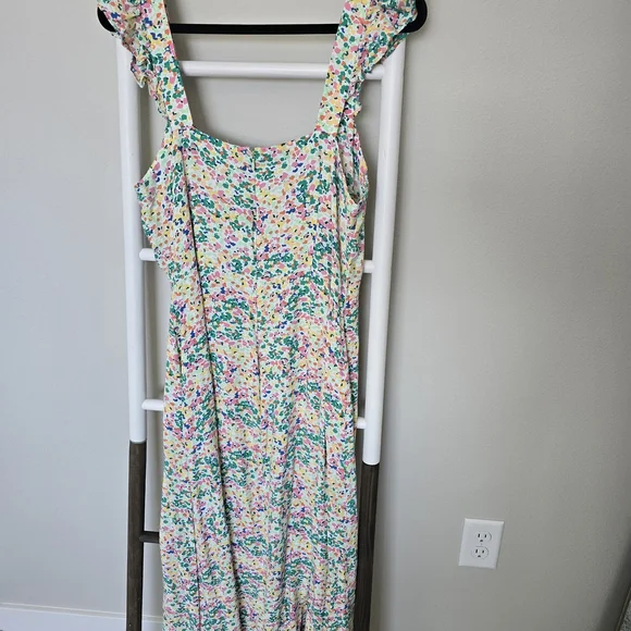 LOFT Multicolor Confetti Midi Dress Size 12 Casual Feminine Boho Spring Summer - Picture 6 of 7